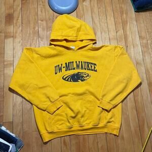 UW Milwaukee Panthers Hoodie Mens M Yellow College Graphic Streetwear